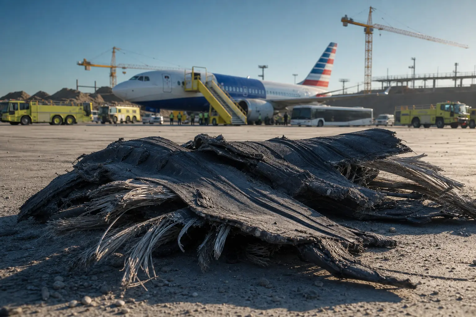 Chicago O'Hare tire blowouts American United landing failures