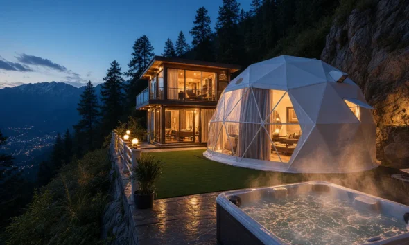 Nirvana Hamta Retreat glass cottage glamping in Sethan