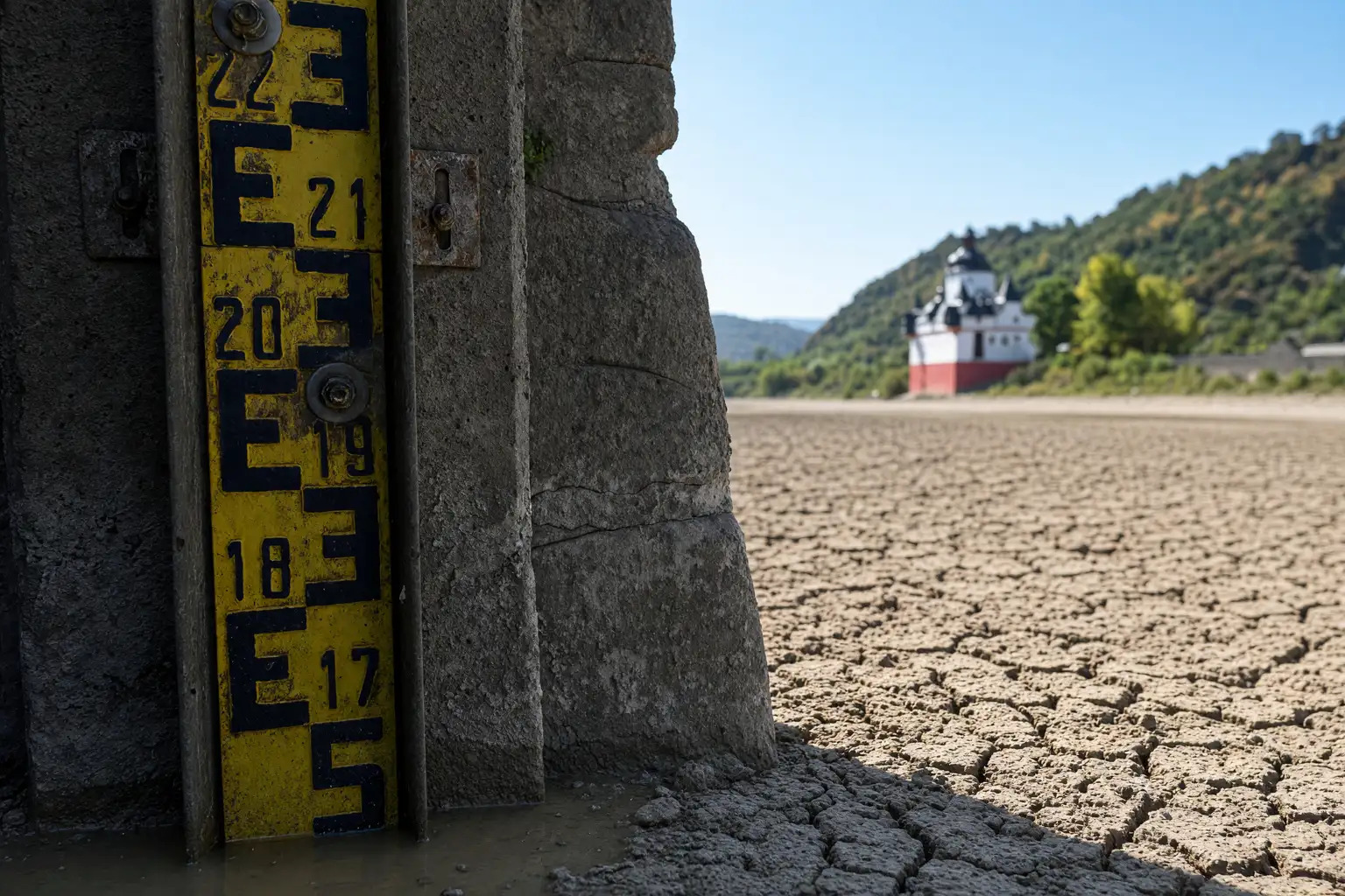 Kaub Rhine gauge record low 5 centimeters August