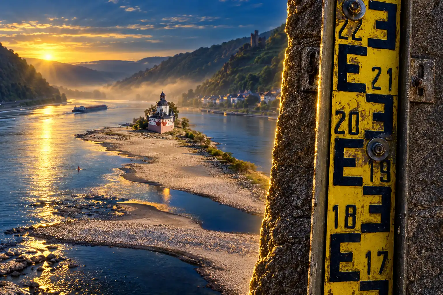 Rhine drops to 5cm Kaub record low cruises